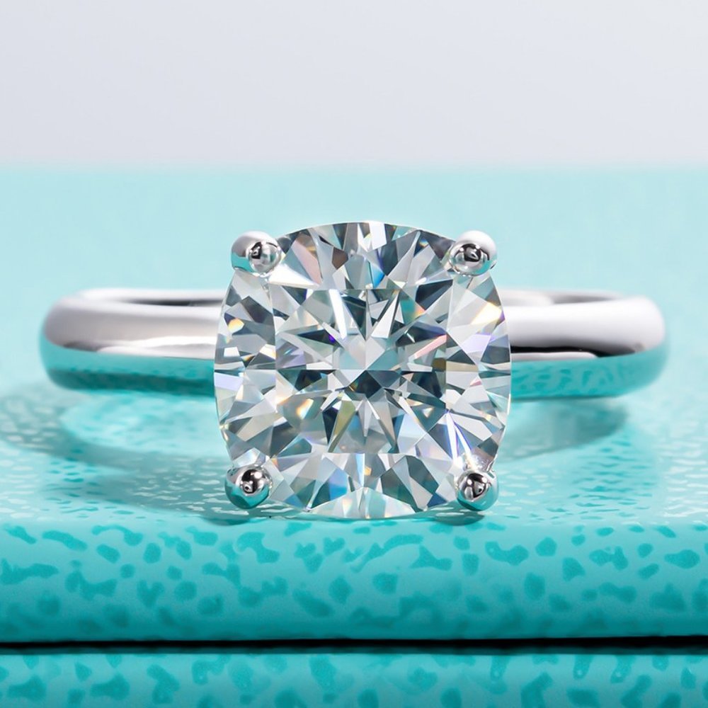 #Certified 3.5 ct. t.w. Moissanite Diamond Cushion Cut Engagement Ring NEW